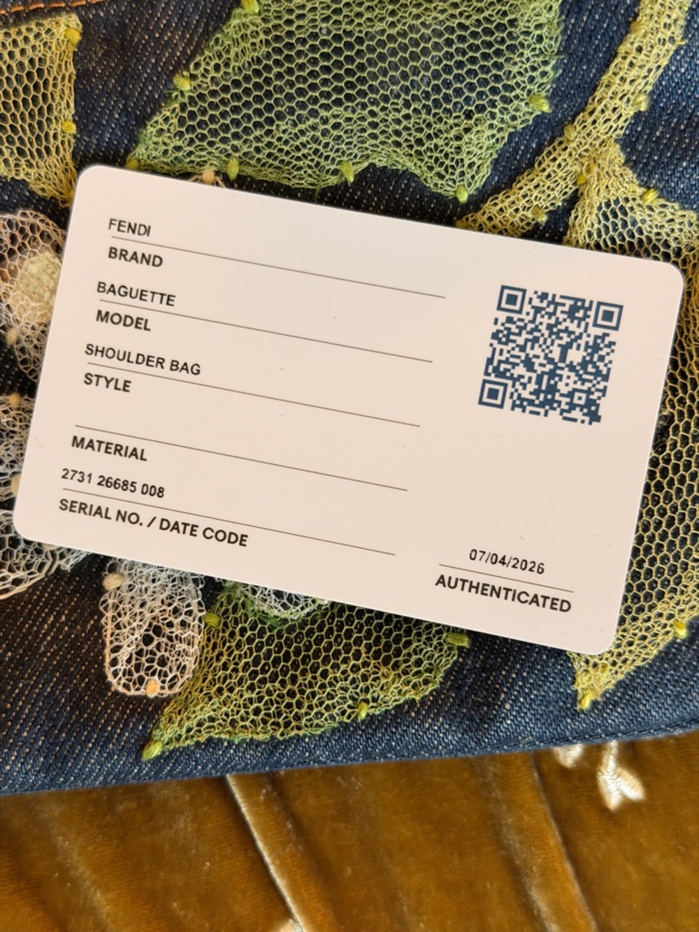 Fendi Baguette AUTHENTIC Vintage Denim Floral Daisy Appliqué - Picture 11 of 11
